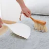 NEWHand-Held Mini Brush and Dustpan Set White Brushes Broom with Wooden Handle for Table Desk and Sofa RRD13071