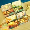 Box Theatre Dollhouse Miniature Toy with Furniture DIY miniature Doll House LED Light Toys for Children Birthday Gift LJ200909