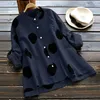 Zanzea Camisa com botões de Mulheres elegantes lençóis de algodão blusa Vintage Top Polka Dot Blusas Primavera Túnica Tops Femme Plus Size Y200930