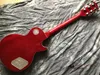 Niestandardowy sklep Ace Frehley Podpis 3 Pickups Gitara elektryczna, Lewe Gitara Piętowna Klon Drewno, Przezroczysty Czerwony Stopniowy kolor