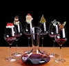 10pcs/lot Christmas Decorations Hats For Champagne Glass Cup Wooden Red Wine Glass Card Santa Claus Xmas Elk Decoration Free Shipping