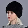 Kış Bayan Vizon Şapka Doğal Gerçek Örme Kap Moda Kabarık Bayanlar Hakiki Beanie Kadın Siyah Kürk Caps Y200103 S