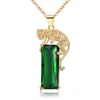Hanger kettingen 2022 vrouwen persoonlijkheid ketting groen vierkant zirkoon transporter luipaard mode fijne sieraden