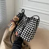 Canvas Handbag Large Capacity Checkerboard Tote Bag Womens Fashion Shopping Bags Girls Work Shoulder Bag