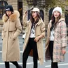 Frauen Unten Parkas 2021 Mode Winter Jacke Frauen Große Pelz Mit Kapuze Dicken Langen Weiblichen Mantel Schlank Warme Outwear1