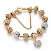 Bracelets à breloques en forme de cœur en cristal de luxe, bracelets en or pour femmes, bijoux Pulseira Feminina