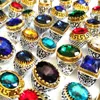 Wholeseale lots 20pcslot Luxury Crystal Stone Silver Gold Charm Ring Men Women Vintage Silver Alloy Zircon Rings Colorful Wedding4912839