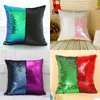 Multi Color Sequin Pillow Case Framsida 2 Färger Mix Sequins Baksidigt Satin Kuddehölje Heminredning Kasta Kuddar Nya 7 6pc L2