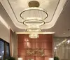 モダンシャンデリアのためのリビングルームラージホテルホール階段LEDクリスタルシャンデリアラウンドリングライトフィクステッド家の装飾ランプ