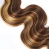 Ishow Highlight 4/27 människohårbuntar med stängning Body Wave Virgin Extensions 3/4 st Swiss Lace Colored Ombre Wefts