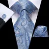 Cravates d'arc Hi-Tie Light Blue Paisley Cravate de mariage en soie pour hommes Handky Cufflink Mens Cravate Set Fashion Designer Business Party Drop Fred22