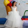 Fashion White Pink Ball Gown Dresses for Girls for a Wedding Robe Lace Tulle Dress with Flowers Girls, Fluffy Dresses with F1
