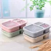 Wheat Straw Bento Box lunch 3 grid Student Portable Food Storage Boxes outdoor camping snack fruit