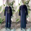 Dubai Başörtüsü Baskı Zarif Kadın Elbise Vintage Uzun Kollu Müslüman Abaya Robe İslam Türkiye Uzun Elbise Sonbahar 2020 Femme Vestiods LJ200818