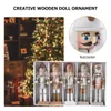 1 Set Christmas Wooden Doll Decor Christmas Nutcracker Doll Pendant Creative Glittering Ornament for Party Store Hom1