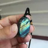 Natural labradorite pedra pingente colar envoltório trança colar yoga macrame para homens mulheres jóias de energia presentes1232d