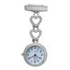 Pocket Nurse Watches Doctor Clock Pin Brooch Zircon Crystal Strass Rose Gold Heart Fob Nurse Watch