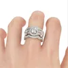 2020 Gioielli di moda vintage 925 Sterling Silver 3 PC Anelli Floreri Anello di fiori CZ Diamond Wedding Engagement Band Ring per Lovers6175069