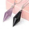 Symmetry Cone Natuurstenen Hangers Kettingen Multi Faceted Piramide Healing Reiki Pink Quartz Crystal Vrouwelijke Sieraden
