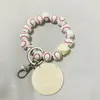 Sports Beaded Keychain Pendant Creative Soccer Baseball Basketball Wooden Bead Bracelet Keychain Wrist Keyring