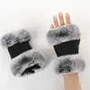 Outdoor autumn and winter women's sheepskin gloves Rex rabbit fur mouth half-cut computer typing foreign trade leather clothing mittens