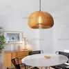 Japan Style Wood Pendant Lamp Creative Pumpkin Suspension Light Hotel Restaurang Cafe Bar Bistro Dinning Rum Hängande belysning