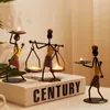 African Lady Candle Holder Retro Iron Tribal Women Candlestick Stand Charming Dinner Table Decor Ornament för Home Bar