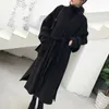 EWQ Autumn New Thick Warm Winter Coat Women Minimlist Long Cashmere Outerwear Full Sleeve Plus Size Woolen Coats QL309 T200315