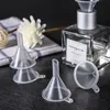 Mini transparent plast små funnels parfym eterisk olja tom flaska flytande fyllning funnels kök bar mat verktyg hha1619