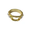 Guldband Ringar med pärla S M L Storlek för Lady Women Party Wedding Lovers Presentförlovning Smycken med låda