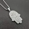 Pendant Necklaces Dropship Classic Hand Of Fatima Hamsa Necklace Pendants Silver Color Chain Palm Statement Jewelry For Women,drop Center1