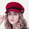 Boné de beisebol de inverno mulheres estilo francês de lãs padeiro menino boné chapéu legal chapéus de beisebol das mulheres chapéus pretos visor chapéu casquette 201013