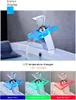 Led Light Basin Faucet Bathroom Waterfall Taps Temperature Change Color Single Hole Deck Mounted Water Sink Tap