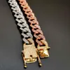 12mm 16-30inch 3 Gold Colors Plated Bling CZ Diamond Stone Cuban Chain Necklace Jewelry for Men Women Hip Hop Chains