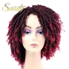 6 tum syntetiska dreadlocks hår peruk medium del för afrikanska kvinnor svart brun bug ombre virkning själ locs flätor peruker ls36