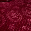 Europejski Haft Koronki Velvet Bedspread Wzburzyć Królowa Podwójna Wytłoczone Pikowane bawełniane łóżko Pokrywa King Bedskirt Set Miękkie Ciepłe 3szt LJ201016