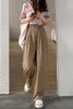 Whcw cgdsr ocasional cintura alta estilo coreano outono outono sólido streetwear calças mulheres mulher straight mulher terno perna larga 201031