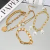 Link Chain 2022 Pearl Bracelets For Women Bohemian Fashion Beaded Charm Pendant Golden Jewelry Inte22