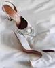 Rose Pink S Sun Flower High Heel Slingback Woman Shoes Siate Toe Ins Crystal 220119