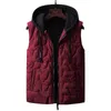 Singleroad Mens Winter Fleece Vest Men Högkvalitativ ärmlös jacka Male Hooded Coat Cotton Padded Vind Windproof Bodywarmer 201114