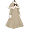 Lolita casaco Mulheres inverno longo casaco com algemas de pele e casaco de capa plus tamanho personalizado personalizado 201102