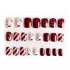 Falsas unhas 24 pcs Cabeça curta cabeça falsa unhas de natal New Year Boneco De Newman Fake Fake com cola Full Cover Nail Dicas Pressione 220225