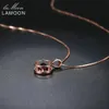 Lamoon Crystal Halsband för kvinnor Naturlig rund granat 925 Sterling Silver Chain Pendant 18K Rose Gold Plated Fine Smycken Ni064 Q0531