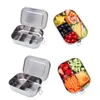 Lunch Bento Box Food Container 304 Stainless Steel Snack Storage Box Kitchen School Office Big Box 1400ml T200710