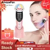 AmazeFan 7in1 Masajeador facial RF Microcorriente Mesoterapia Electroporación LED Removedor de rejuvenecimiento de la piel Levantamiento de arrugas Belleza 220216