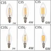 10pcs LED 전구 C35 E14 E12 E27 220V 110V Dimmable 2W 4W 6W 디자인 에너지 절약 촛불 따뜻한 흰색 필라멘트 빛 360도 램프 H1222