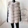 Real Fur Coat Women Fashion Winter Warm Seven Rows Ahead and Back Khaki High Quality Natural Vest 211220