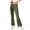 Йога расщепленные размытые брюки женские леггинсы V-талии Сплит без кармана Высокая талия Эластичные животноводные танцевальные брюки