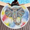 Bohemian Elephant Round Beach Handdoek Boho Indian Tassel Tapestry Floral Yoga Mat Lotus Flower Beach Deken 20 stijlen M3255