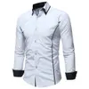 2019 Moda Marka Camisa Masculina Uzun Kollu Gömlek Erkekler Kore İnce Çift Yaka Tasarım Gündelik Elbise Gömlek Artı Boyutu Siyah C1222